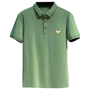 高端小蜜蜂刺绣polo衫男士潮流短袖T恤2025夏季新款商务休闲翻领