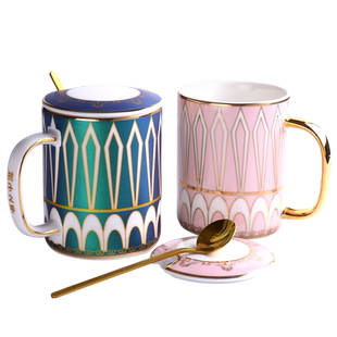 DIY定制名字陶瓷马克杯带盖勺创意个性潮流杯子女水杯男家用ins风