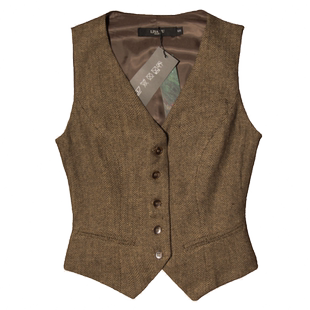 LISA修身显瘦马甲衬衣两件套英伦小西装马裤复古毛呢马甲裤子套装