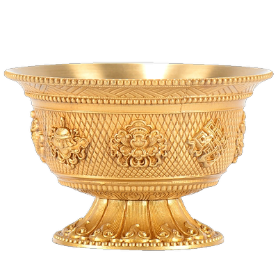 家用吉祥水碗铜雕花摆件