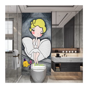 卫生间装饰画自粘免打孔防水浴室免钉挂画洗手间厕所轻奢自贴壁画