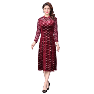 香妮芬2026春季台湾纱印花大摆时尚贵夫人飘逸过膝长款气质连衣裙