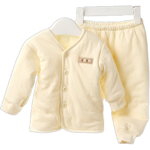 婴儿保暖内衣裤套装加厚三层夹棉秋冬纯棉宝宝男童女童棉衣