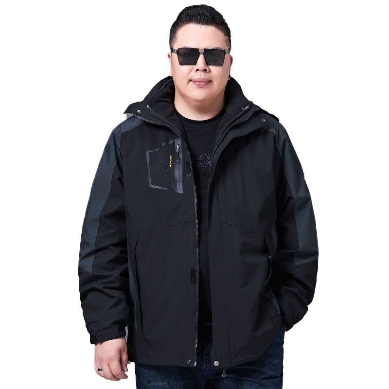 胖子冲锋衣两件套登山服加肥