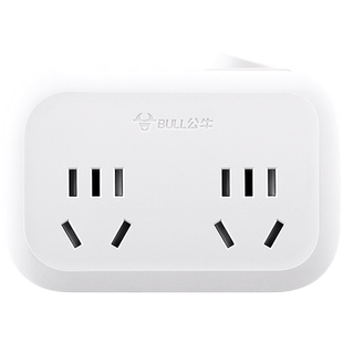 公牛插座转换器一分二带开关排插一拖二插板932K无线分插器转接头