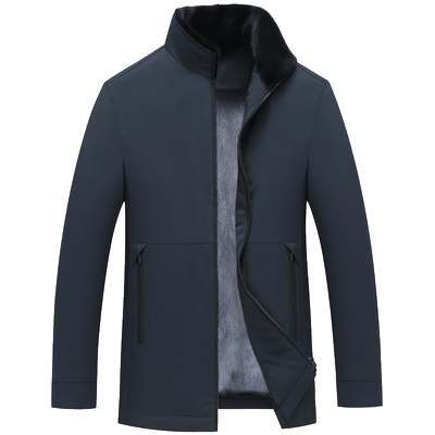 立领十字貂皮草内胆短款尼克服