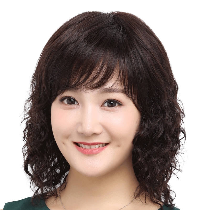 假发女长发长卷发泡面羊毛卷送妈妈头套自然真人发丝中长发假发套