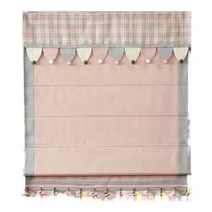 北欧ins风全遮光罗马帘窗帘公主提拉帘升降帘飘窗小窗帘书房短帘