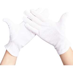 白色纯棉手套礼仪全棉布纱线工作业接待文玩手套盘珠司机珠宝加厚