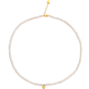 潮宏基小确幸珍流项链淡水珍珠复古锁骨链s925银生日套链