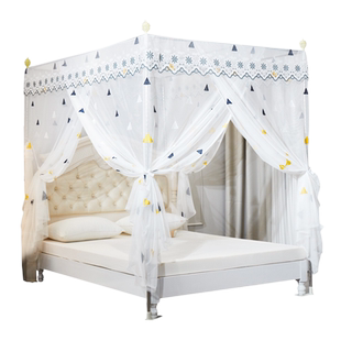 蚊帐家用2024新款卧室高级落地绣花1.5米1.8m床三开门公主风加密