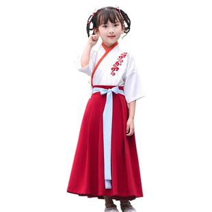 儿童古装汉服国学服男童书童三字经开笔礼演出服女童朗诵表演服装
