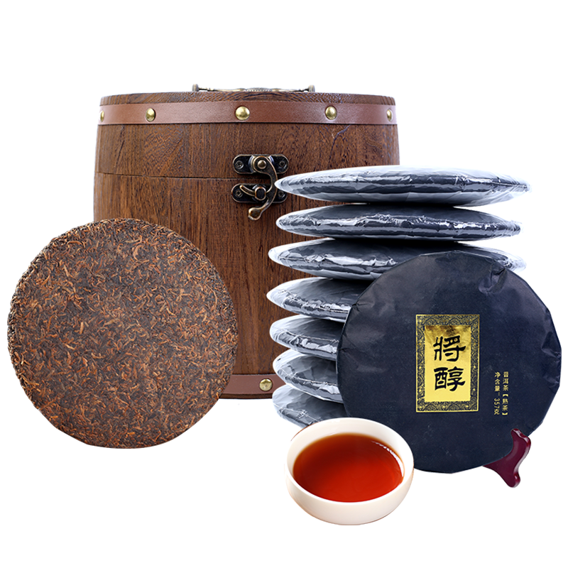 【高端大木桶 7餅裝】 2008年 普洱茶熟茶餅茶 宮廷 七子餅古樹茶
