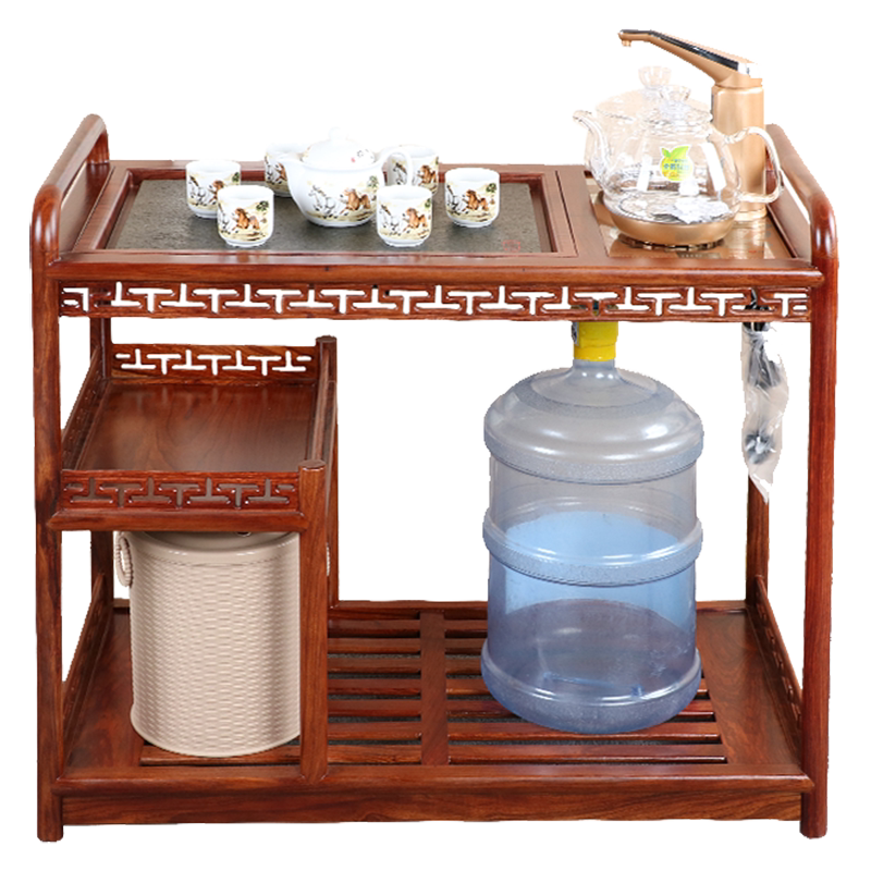 可移动烧水架鸡翅木功夫风泡茶桌