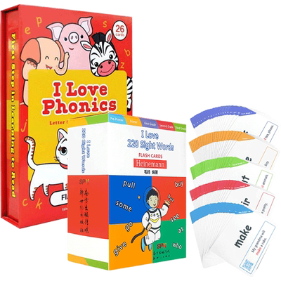 【送音频】ABC字母认知启蒙卡片I Love phonics L1+I love 220 sight words高频词自然拼读 英语单词卡flashcards启蒙游戏闪卡片
