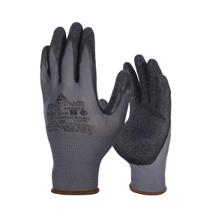 代尔塔乳胶涂层手套工作劳保工地防护透气耐磨防滑浸胶搬运手套男