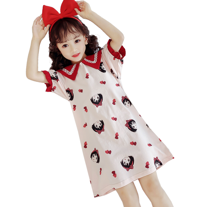 母女纯棉短袖亲子夏天家居服睡裙