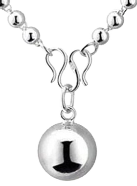 光面吊坠圆珠毛衣链长白银球项