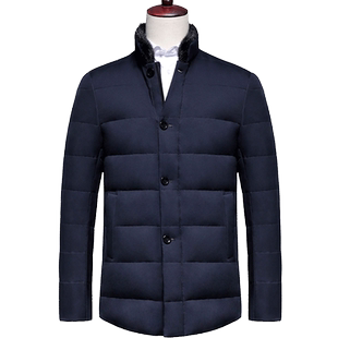 红都冬季新款羽绒服男装水貂毛立领男士中年加厚保暖秋冬常规外套