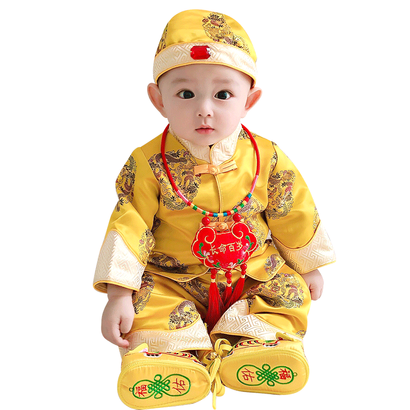 周岁礼服男宝宝满月百天抓周礼服生日衣服婴儿百日小唐装中式春秋