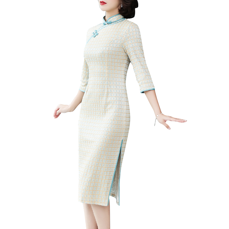 夏季新款优雅风女装妈妈改良旗袍
