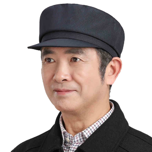 中老年帽子男春秋爸爸平顶帽老头爷爷户外休闲秋冬老人布帽中山帽
