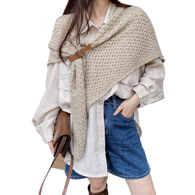 春秋针织空调房外搭时尚三角巾