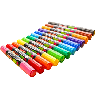 12色油性双头彩色记号笔学生用麦克笔pop写海报的马克笔大头笔一套粗细两头两用儿童海报广告笔专用手绘套装