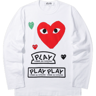 IT CDG PLAY COMME des GARÇONS川久保玲男装长袖T恤爱心缝饰印