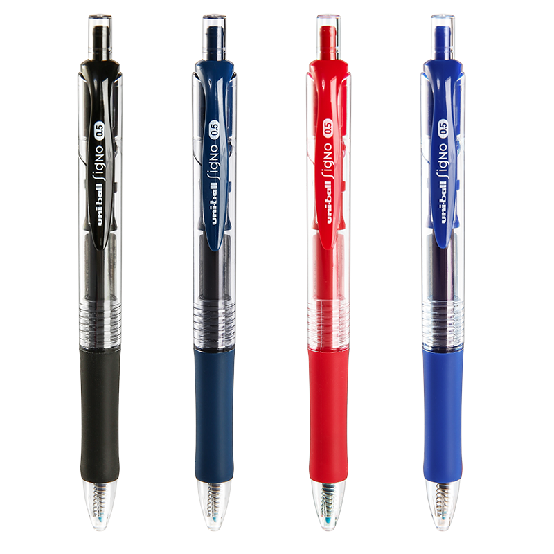 uni三菱铅笔按动中性笔UMN-152学生用考试黑笔uniball笔芯0.5水笔大容量蓝黑红笔套装耐水性啫喱笔可换替芯