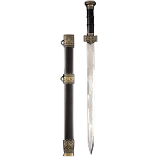 龙泉古羽刀剑黄铜装牡丹剑锻打花纹钢剑收藏礼品长剑宝剑 未开刃