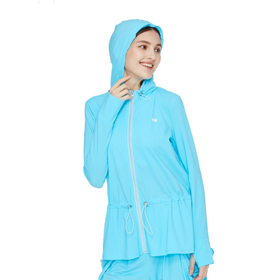 HOII后益短款连帽束腰透气防晒衣