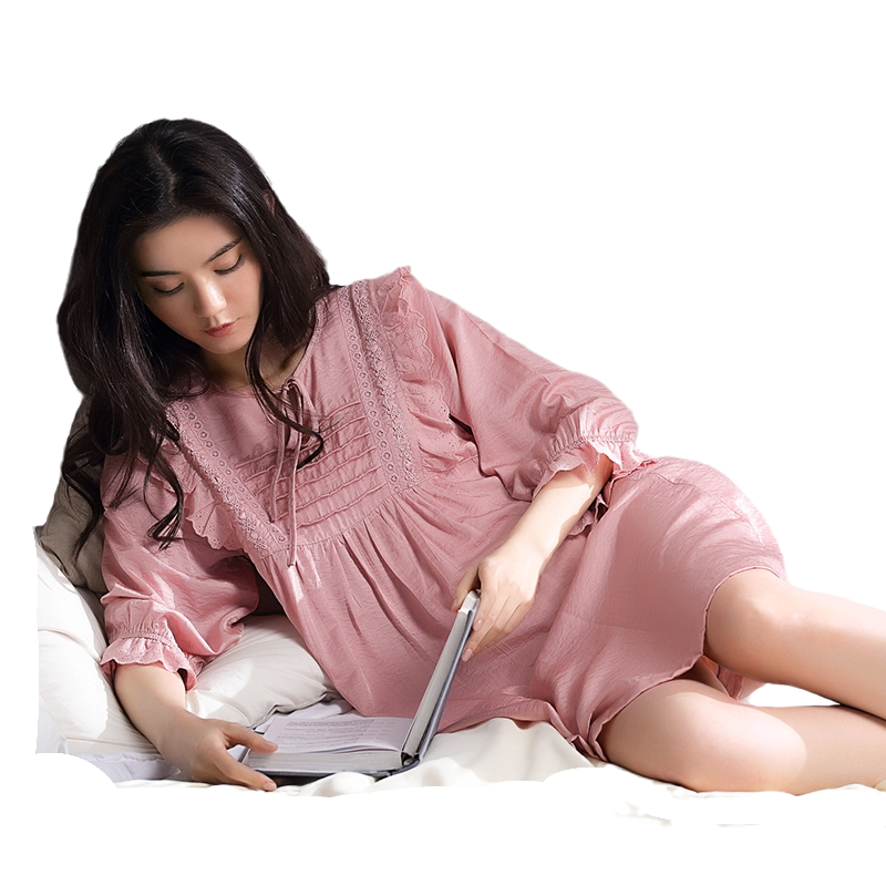 茜柔天丝麻睡裙女薄款性感丝绸棉绸睡衣宽松大码夏季家居服连衣裙
