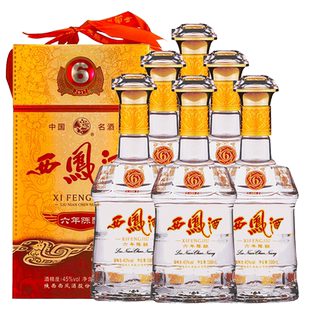 西凤酒45度6年陈酿礼盒六年粮食西风酒凤香送礼白酒整箱500ml*6瓶