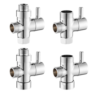 淋浴花洒全铜分水器一进二出三通切换角阀洗衣机4分6分转接头配件