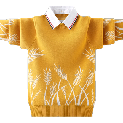 加绒秋冬款衬衫领假两件毛衣