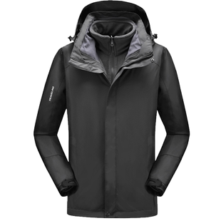 simboo户外三合一冲锋衣男抓绒内胆保暖透气防风防泼水外套女秋冬