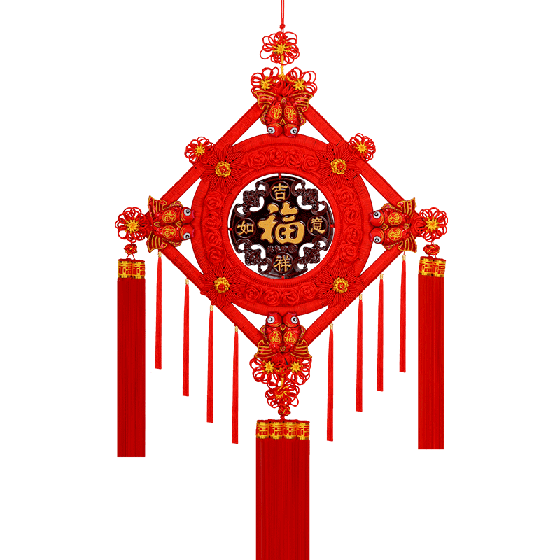 特大号桃木中国结客厅招财进宝