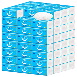 雪亮抽纸纸巾家用整箱实惠100包餐巾纸卫生纸面巾便携酒店擦手纸
