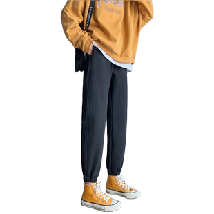 加绒裤子女外穿秋冬休闲运动裤小个子显瘦百搭加厚宽松束脚灯笼裤