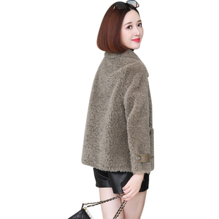 2022新款海宁羊剪绒皮草外套女短款颗粒绒皮毛一体全羊毛大衣修身