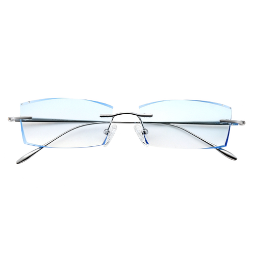 古帕无框近镜眼镜男超轻切边纯钛眼镜架大脸变色眼睛平光男9083