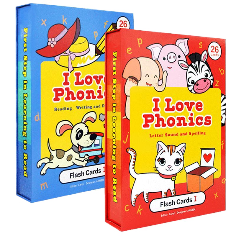 I Love phonics L1-2英语自然拼读字母学习字词闪卡幼儿英语启蒙认知学习0-2-3-4-5岁玩具亲子互动游戏教育正版卡片flashcards
