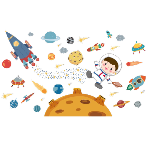 卡通贴纸幼儿园环创太空主题墙贴画成品儿童房卧室教室墙面装饰画