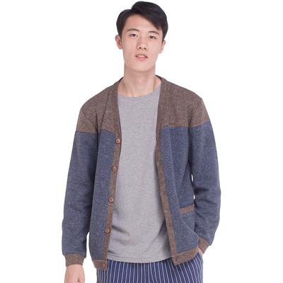 Topnew/铜牛BLESS系列仿毛衫V领男开衫可外穿家居服外套单件NS022