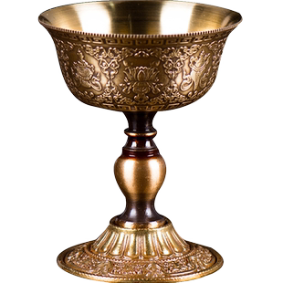 欧斯特 酥油灯座 全铜酥油灯供油灯八吉祥供灯酥油灯仿古中式烛台