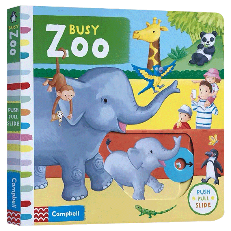 英文原版Busy book系列Zoo繁忙忙碌的动物园Fire Station/Swimming公园Park机场Airport宝宝启蒙认知手指机关推拉书绘本好习惯养成