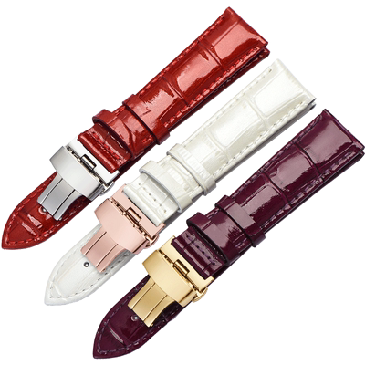 手表带女款真皮代用dw飞亚达红色