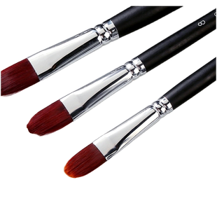 马利油画水粉丙烯圆头画笔6支尼龙水彩颜料笔套装初学者学生儿童用的排笔画画刷子美术专业专用水刷绘画排笔