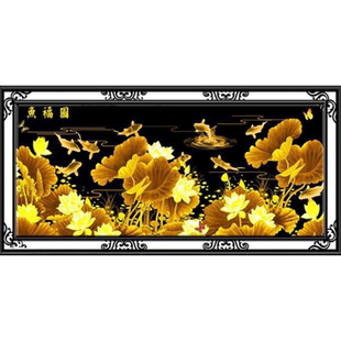 荷花九鱼图2026年新款手工刺绣打发时间高级感十字绣线绣满绣客厅